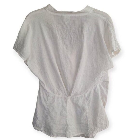 Anthropologie Akemi Kin White Poplin Wrap Top Cotton Blend Size 4 Summer - Picture 3 of 8